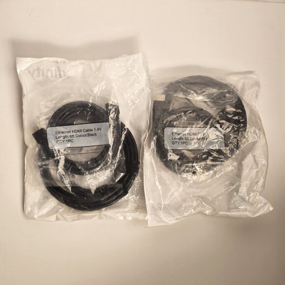Lot of 2 XFINITY Comcast TV Ethernet HDMI Cable 6 Ft Type A Coax Sealed Bags - Picture 2 of 2